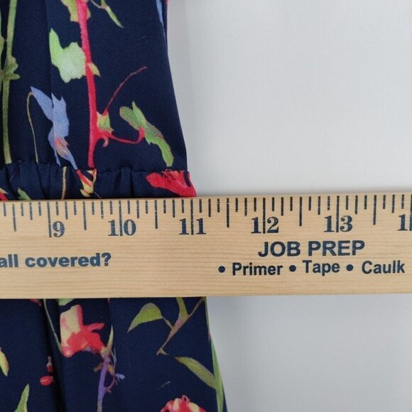 Parker Kam Silk Floral Cold Shoulder Tiered Midi Dress Asymmetrical Small Women - Picture 14 of 16